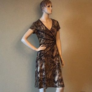 CONNECTED APPAREL Brown Animal Print Dress